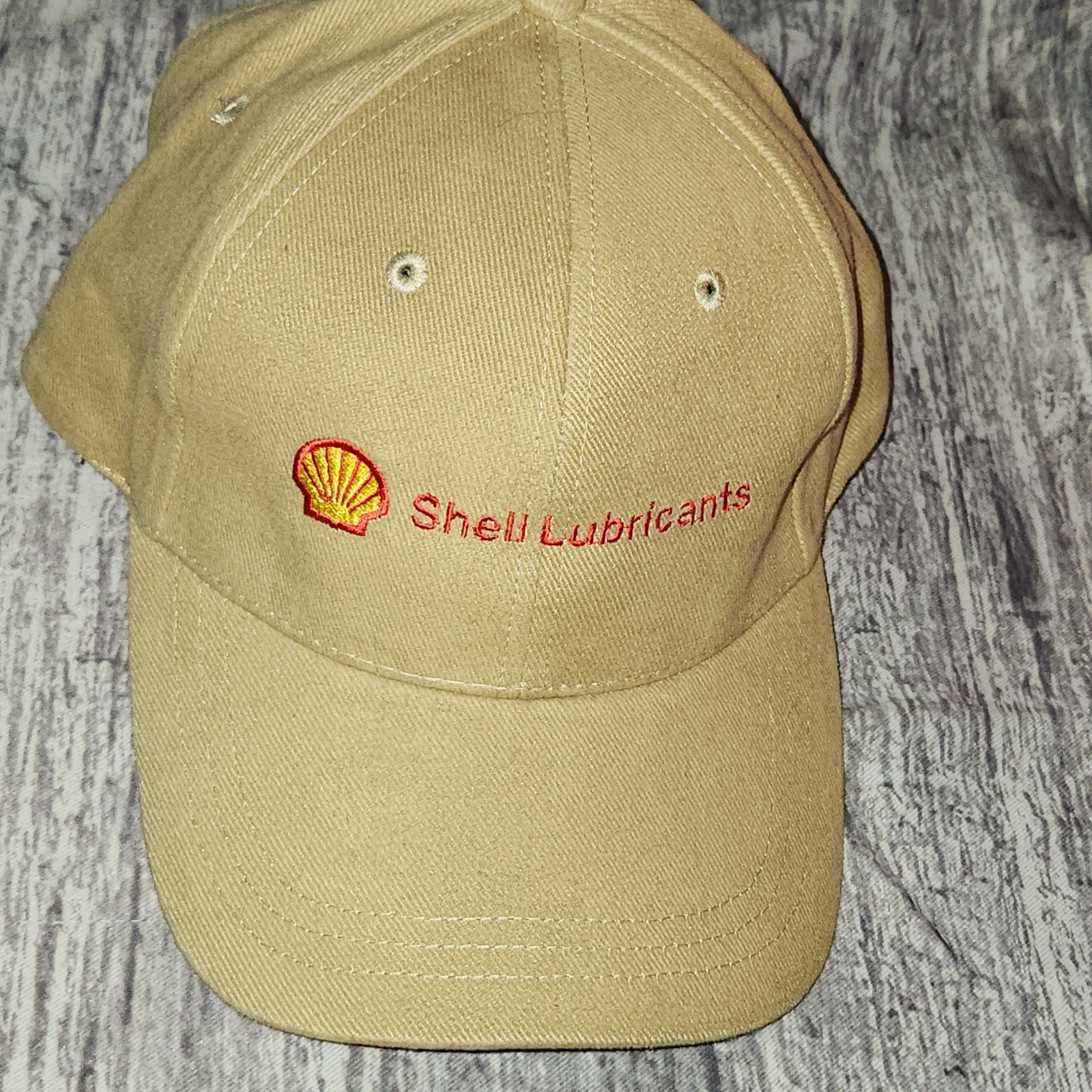 Shell Lubricants Hat Cap Beige Embroidered Logo Adjustable Unisex